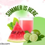 Watermelon slices and juice with mint and lemon — perfect for eating daily in summer to stay hydrated