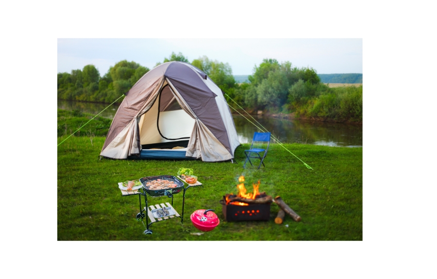 Healthy camping meal ideas for easy outdoor cooking with fresh ingredients on a campfire.